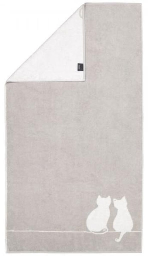 Cawö Duschtuch Cute Cats Katze You & Me Platin Weiß Produktbild 