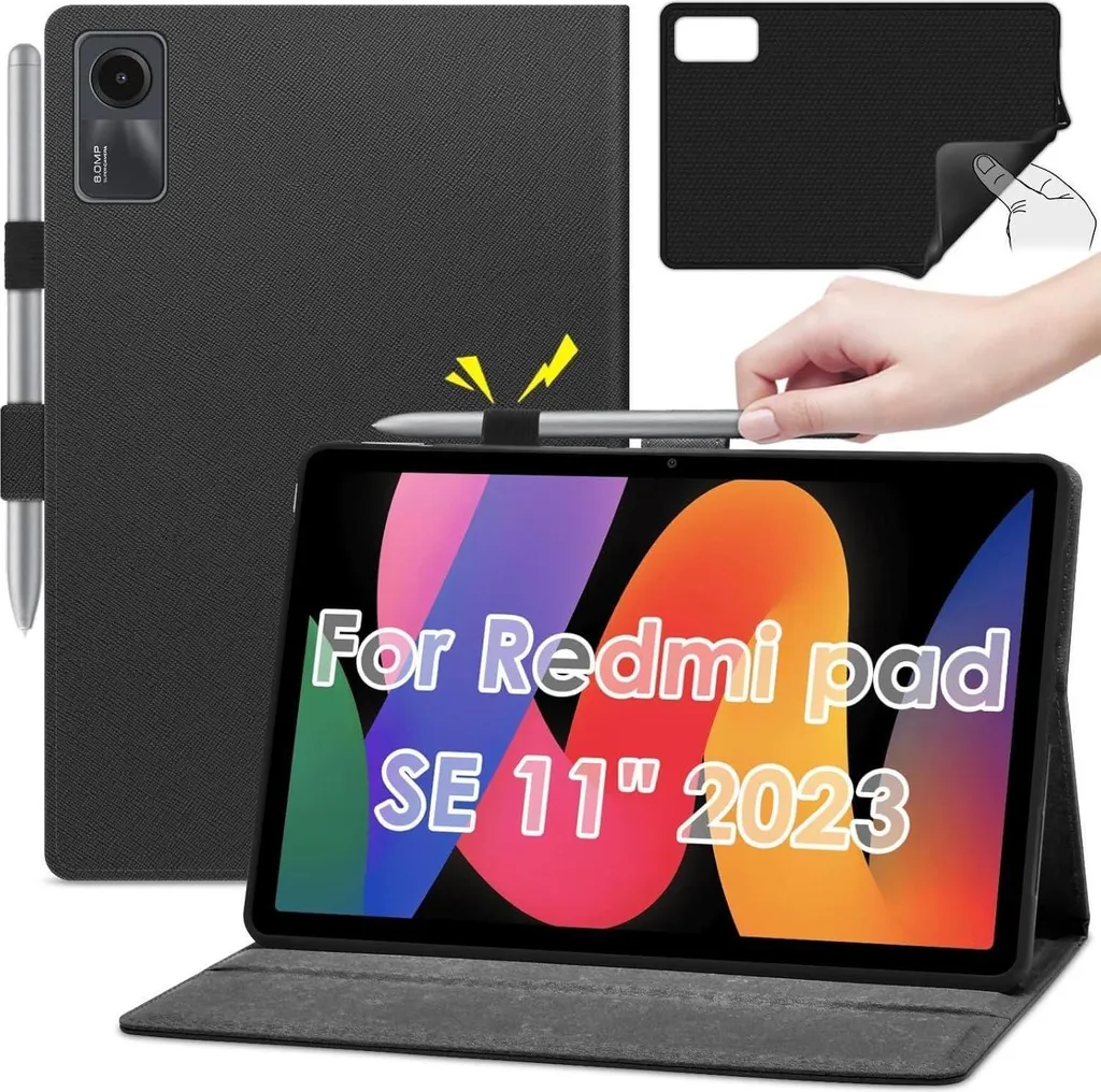 Étui en Cuir pour Xiaomi Redmi Pad SE 11 pouces - Protection Noir Chic