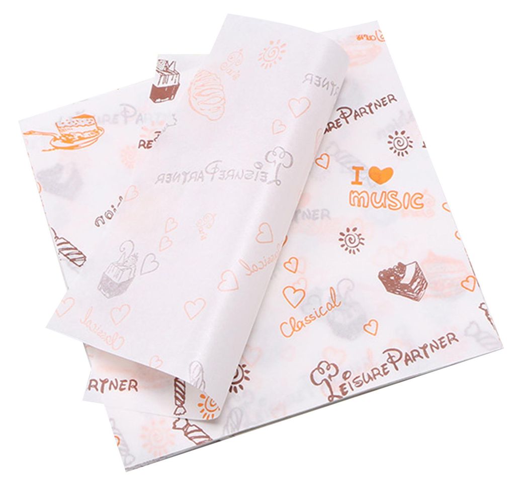 100 Stück Lebensmittelverpackungspapier, exquisites Muster, lebensmittelecht, auffälliges Zeitungsmotiv, Tortenverpackungspapier, Burgerverpackun...