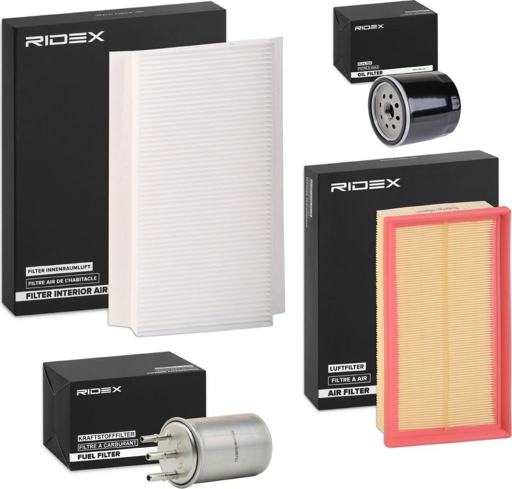 RIDEX Filterset Inspektionspaket Filtersatz für AUDI A4 Limousine (8EC, B7) für FORD FOCUS (DAW, DBW) FOCUS Kombi (DNW) TRANSIT CONNECT für CITR...