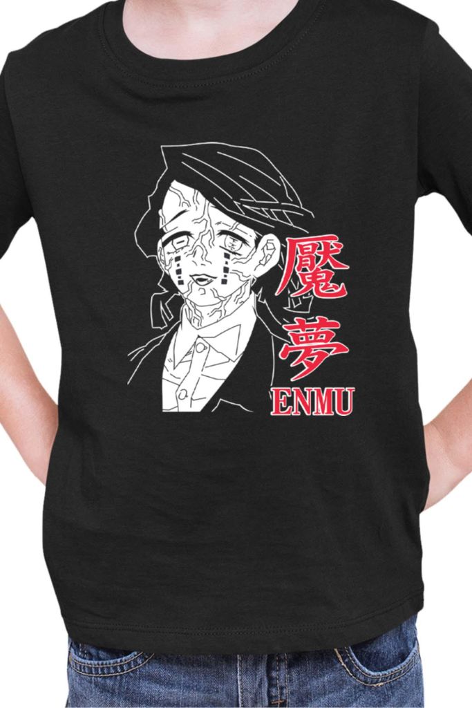 Kinder T-Shirt Japan Manga Anime Comics Animation Demon Anime Slayer Enmu Demon, 12-13 Jahr - 152 / Schwarz