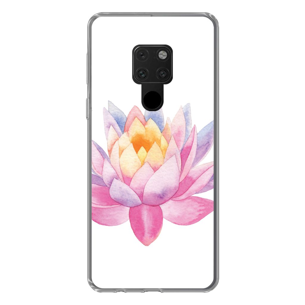 MuchoWow Handyhülle Schutzhülle Hülle für Huawei P40 Lite Aquarell - Blume - Seerose Silikon Softcase Handy Hülle - Handy