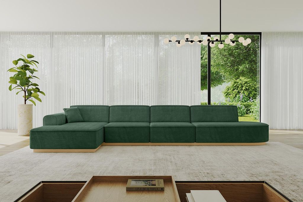 ALTDECOR Ecksofa in L-Form IREA-L3-v2 412x165x80 cm Grün Corner Sofa Eckcouch Couch Wohnlandschaft Cauchsofa