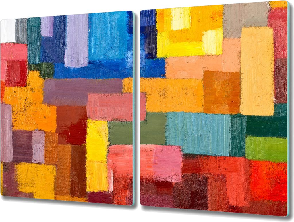 Coloray Hackbrett Kochplattenabdeckung Herdabdeckplatte 2x40x52 cm Schneidebrett Küchenbrett - moderne geometrische