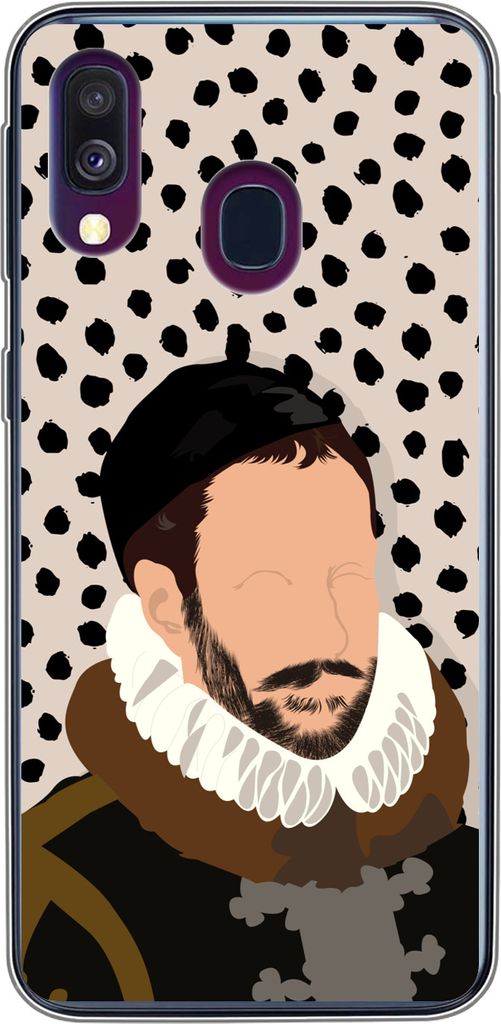 MuchoWow Handyhülle Schutzhülle Hülle für Telefoonhoesje Samsung Galaxy A40 Alte Meister - Wilhelm von Oranien - Punkte - Vintage Silikon Sof...