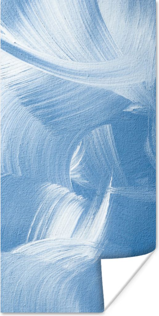 MuchoWow Poster Acrylfarbe - Blau - Design 80x160 cm - Kinderzimmer