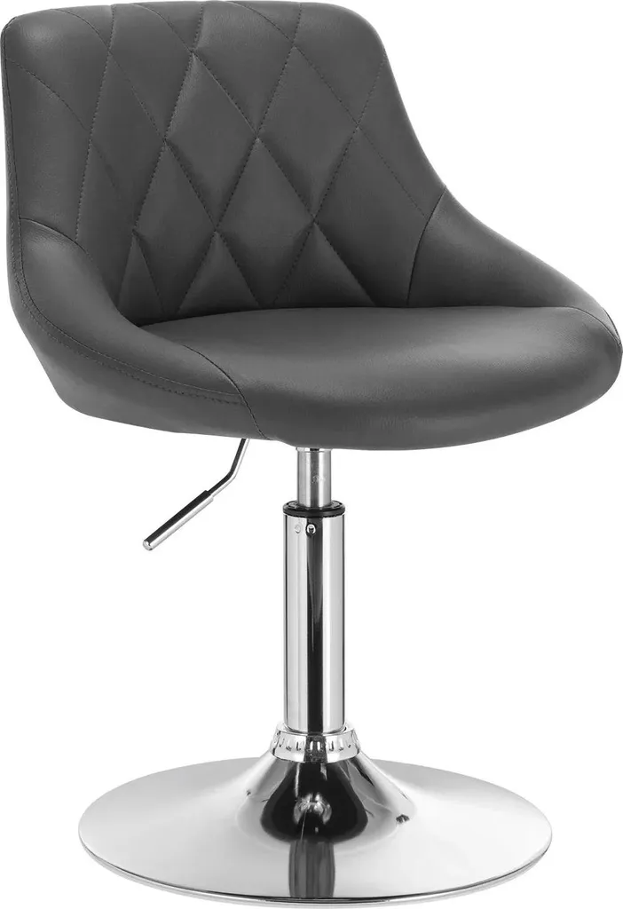 Tabouret de bar pivotant gris en similicuir réglable hauteur 66-82 cm