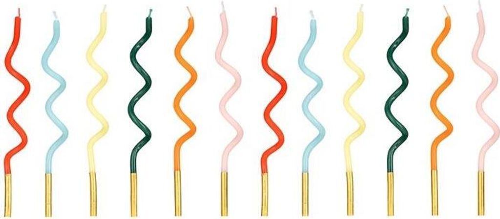 Arc-en-ciel torsadé bougies d'anniversaire, 14 cm, mélange Image du produit 