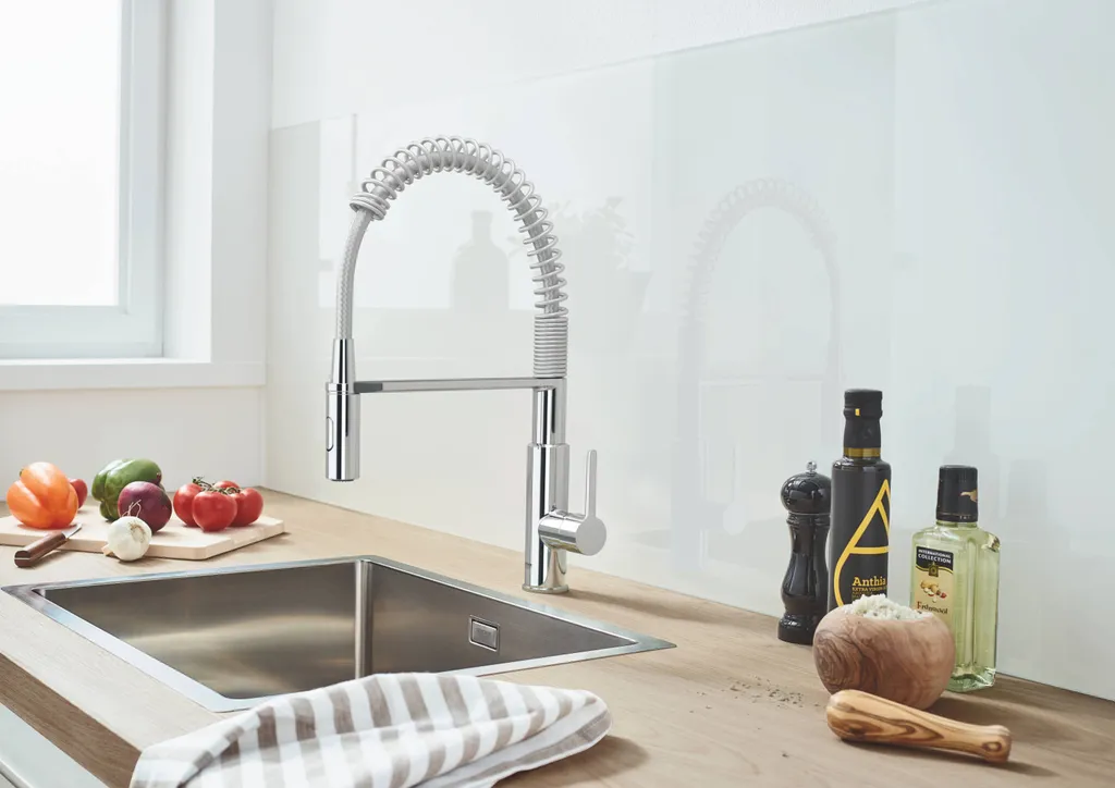 Mitigeur Evier Grohe Get Chrome avec Bec Pivotant et Douchette 2 Jets - 2