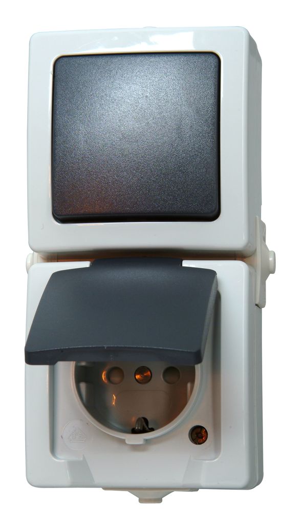 Kopp 138556008, Typ F, CEE 7/4, Schwarz, Grau, Thermoplast, Produktbild 