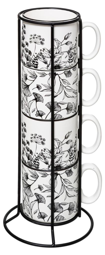 Keramické šálky na stojanu FLORAL, 240 ml, 4 ks Obrázek produktu 