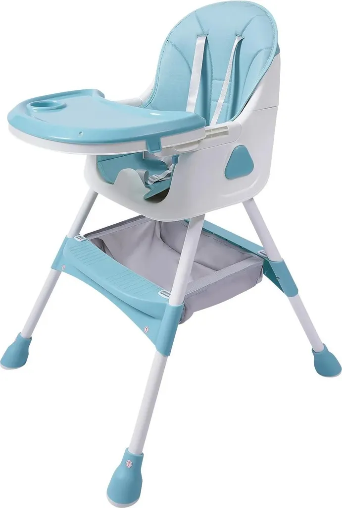 Seggiolone per bambini - Seggiolone 2 in 1, vassoio regolabile in 5 posizioni, poggiapiedi, 3-6 anni, fino a 80 kg, pieghevole - Verde