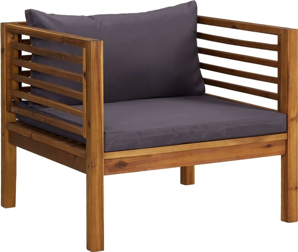 Sedia da giardino con cuscini grigio scuro in legno Immagine del prodotto 