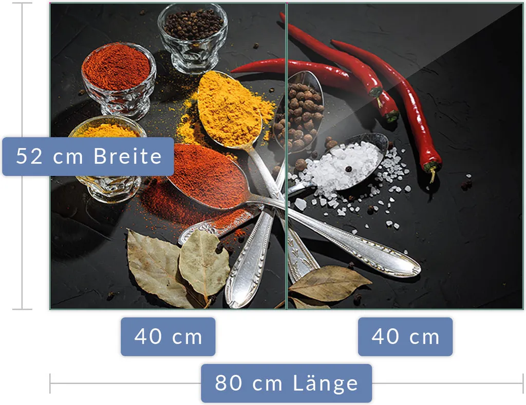 Set 2 Protezioni Piano Cottura 80x52 Vetro - Paraspruzzi Cucina Spezie