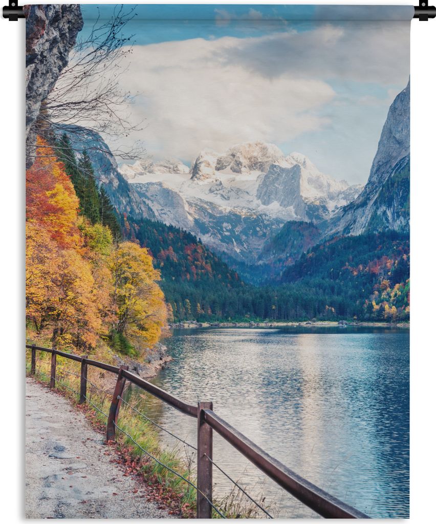 MuchoWow Wandteppich Wandbehang Berge - See - Weg - Natur - Wasser 120x160 cm Tapisserie Dekoration Wandtuch - Wohnzimmer - Moderne