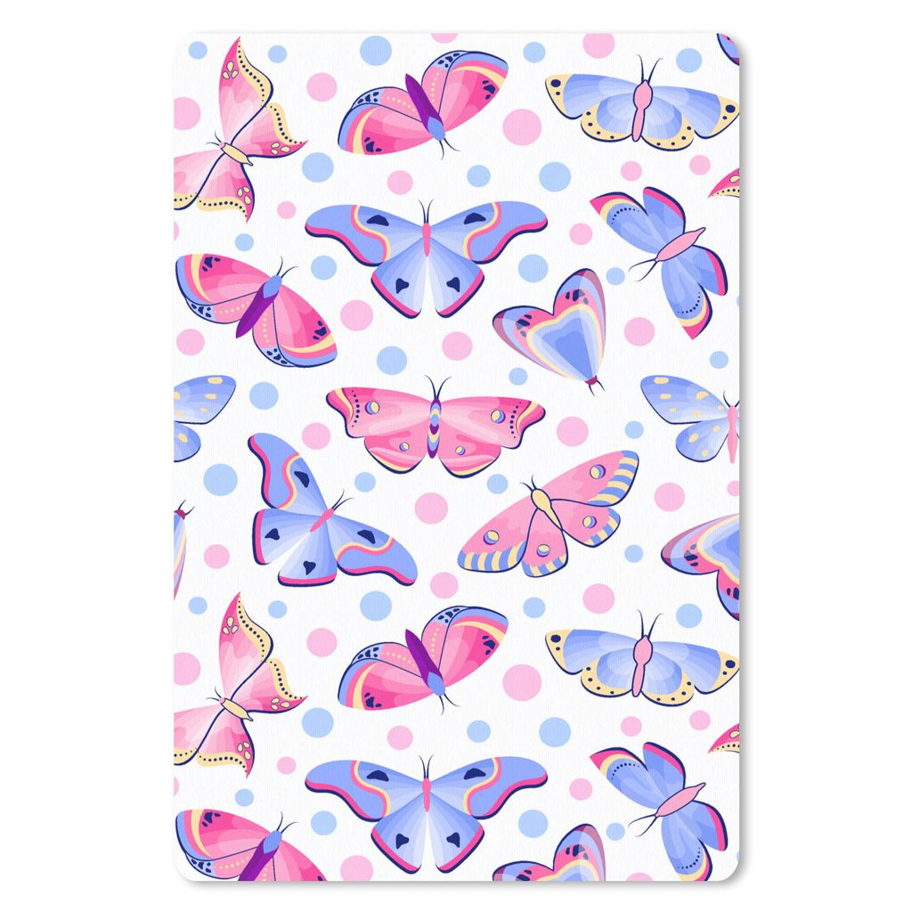 MuchoWow Mauspad Mousepad Schmetterlinge - Punkte - Muster 18x27 cm - Mousepads - Maus Mat - Pad - Mausunterlage