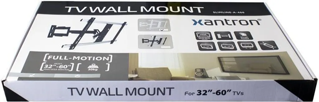 Support TV mural articulé blanc pour moniteur 32 à 60 pouces ultra mobile