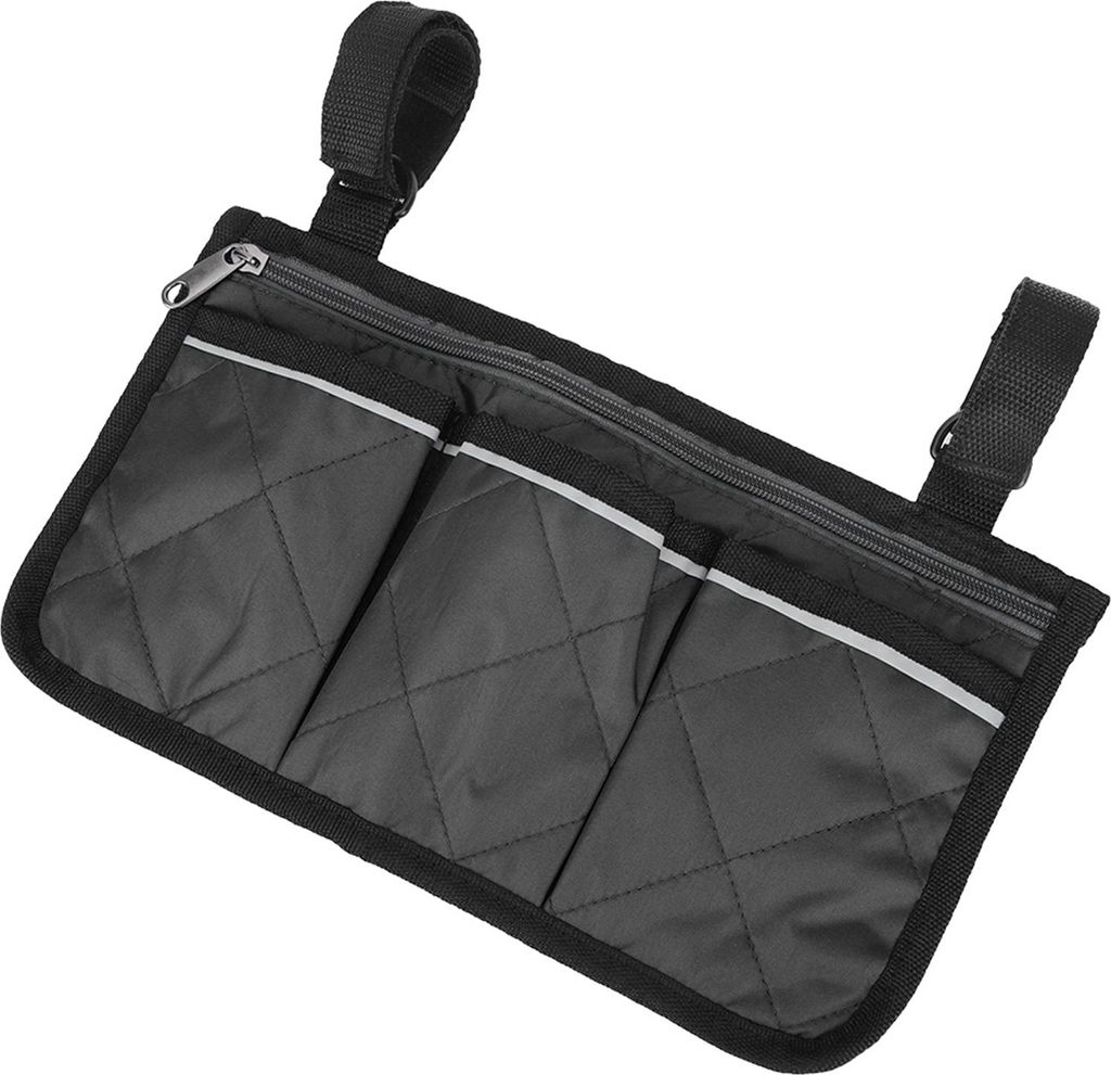 Keenso Rollstuhl Seitentasche mit Taschen, Multifunktionale Rollstuhl Roller Armlehne Seitentasche Walker H?ngetasche Aufbewahrungsorganisator(Schw...
