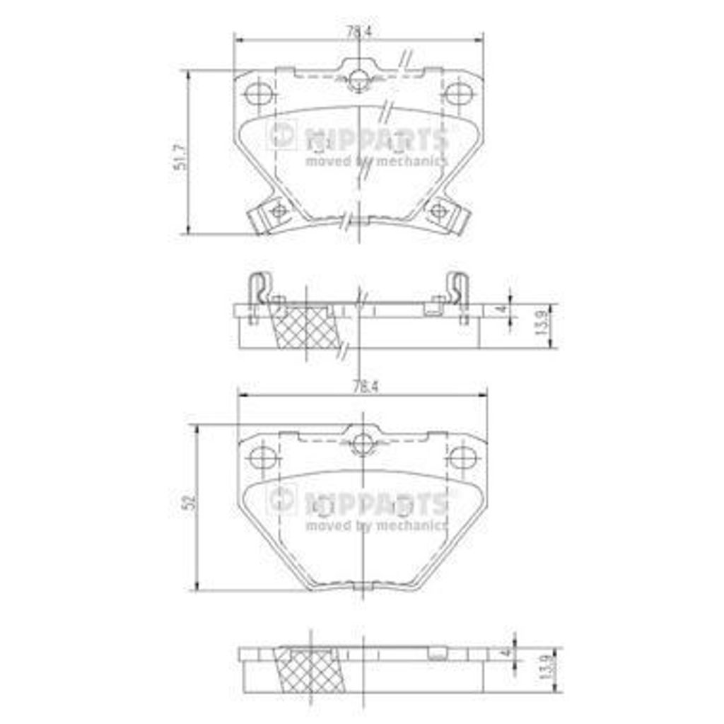 NIPPARTS Bremsbeläge Satz Hinten Bremsklötze für TOYOTA Yaris Schrägheck (P1) J3612018