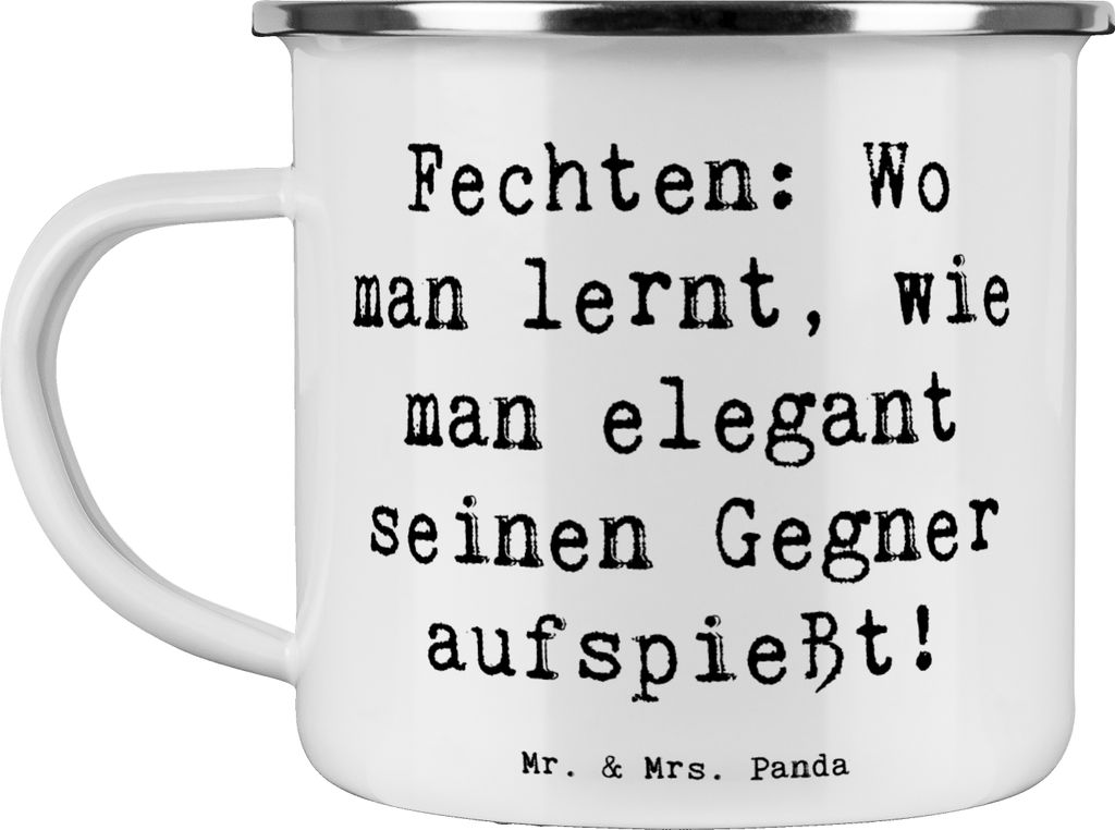 Mr. & Mrs. Panda Emaille Tasse Spruch Fechten Eleganz - Weiß - Geschenk, Präzision, Haferl, Kaffeepott, Sportler, Gegner aufspießen, Pott, Gesch...