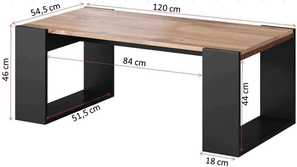 Table basse bicolore NUNKI chêne Wotan et anthracite 120 cm robuste chic - 3