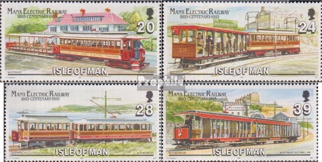 Briefmarken GB - Isle of Man 1993 Mi 542-545 (kompl.Ausg.) postfrisch Straßenbahn