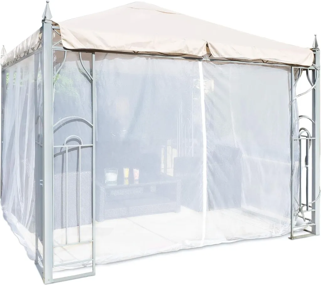 Moustiquaire Extérieure pour Dîner sur la Terrasse et Balcon 4x3m Blanc