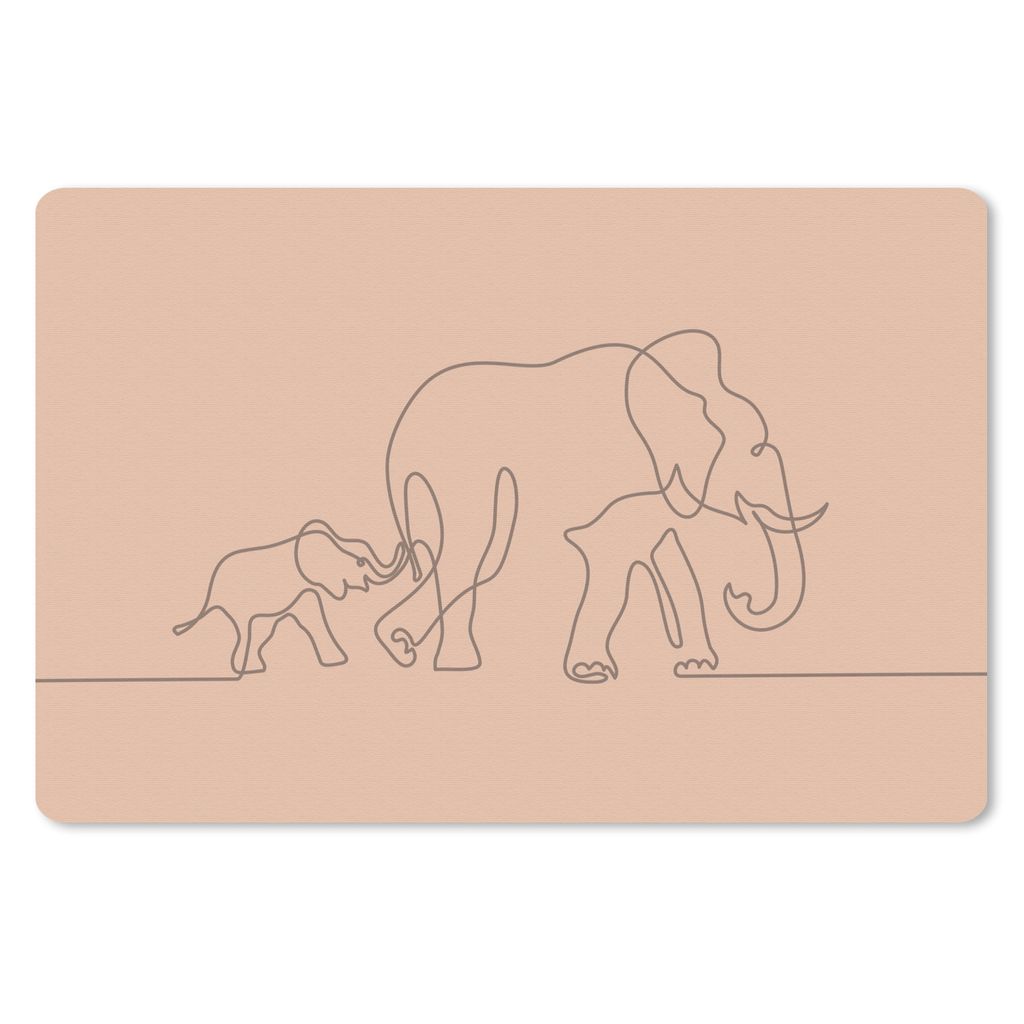MuchoWow Schreibtischunterlage Elefant - Minimalismus - Braun 60x40 cm - XXL Mauspad - Großes Mauspad