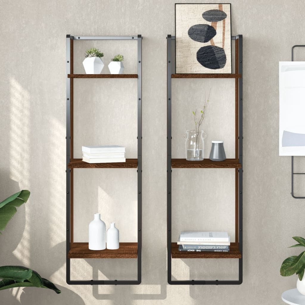 Cloris Designermöbel Wandregal 3 Fächer Braun Eichen-Optik 30x25x100cm Holzwerkstoff 2024 Neu