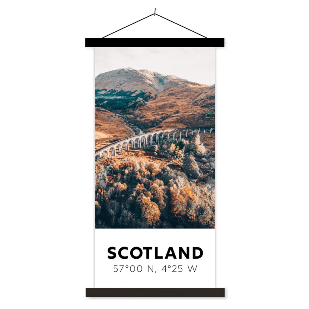 MuchoWow Textilposter Schottland - Herbst - Berge 60x120 cm mit schwarzem Rahmen - Magnete