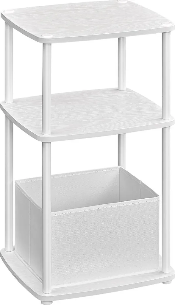 Table d'appoint gain de place 3 étagères blanc neige pour coin étroit