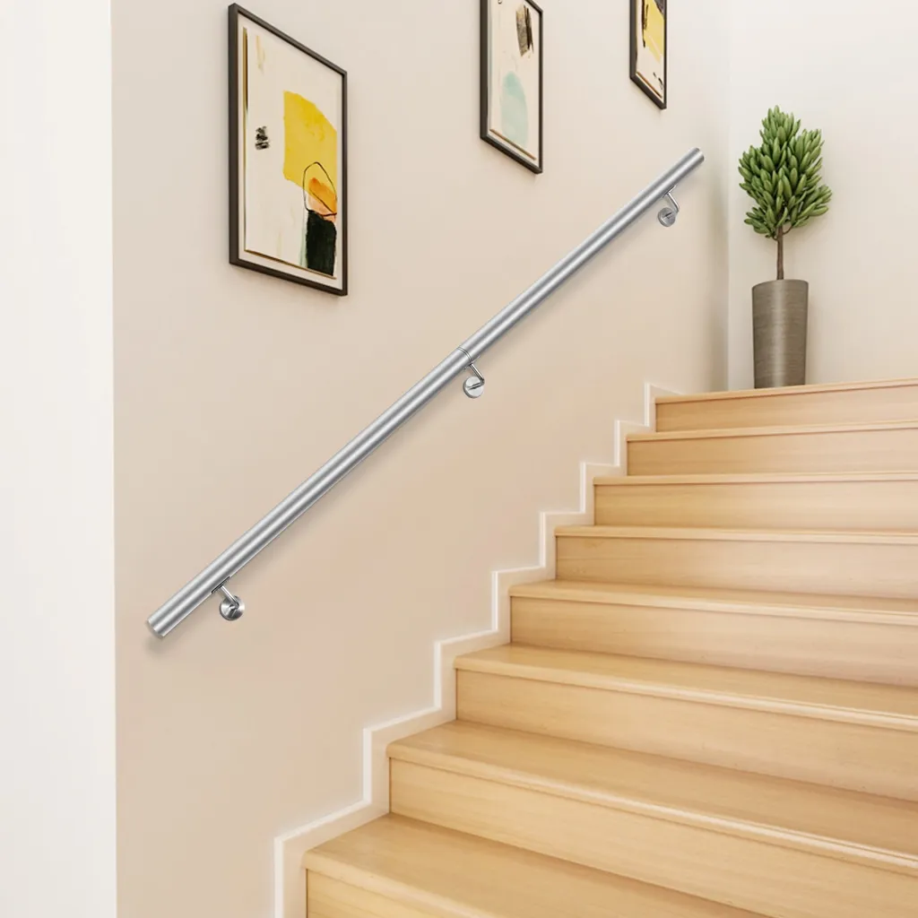 Rampe d'escalier murale de 180 cm - Garde-corps moderne en inox brossé