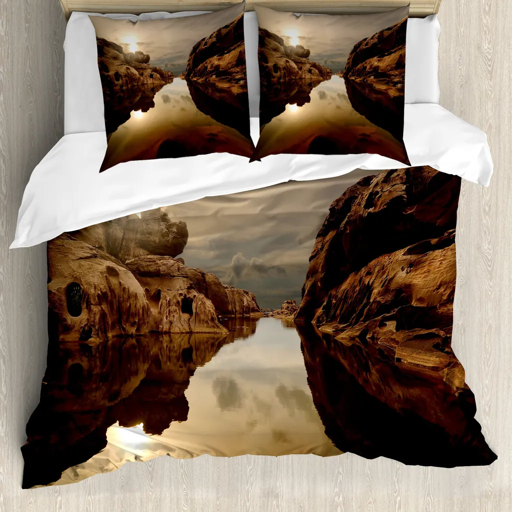 Set Letto Matrimoniale ABAKUHAUS Antiacaro Alba sul Lago Sky Lake