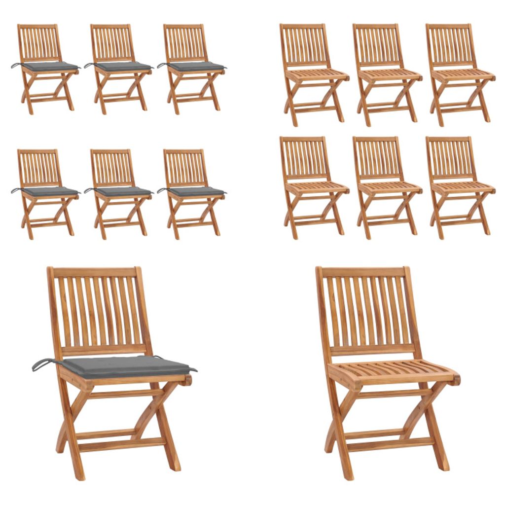 vidaXL Klappbare Gartenstühle mit Kissen 6 Stk. Massivholz Teak - Gartenstuhl - Gartenstühle - Holzstuhl - Holzstühle