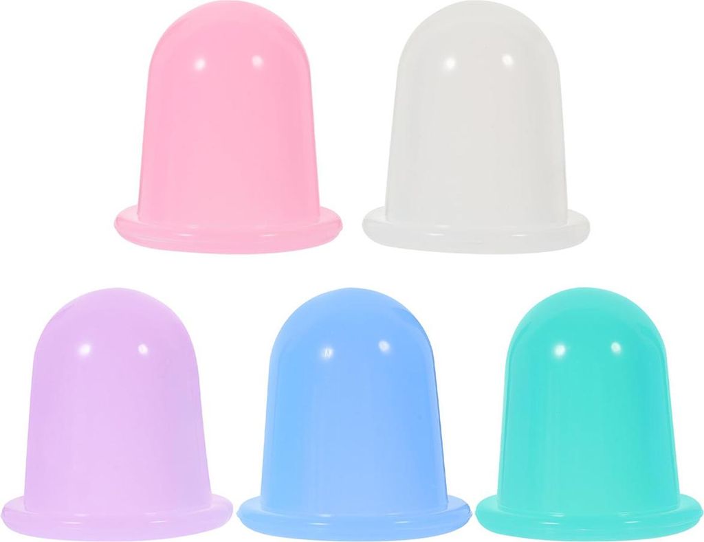 Premium Silikon Schröpfen Set 5er, hautschonend transparent, starke Saugkraft Vakuumtherapie gegen Muskelverspannungen Cellulite