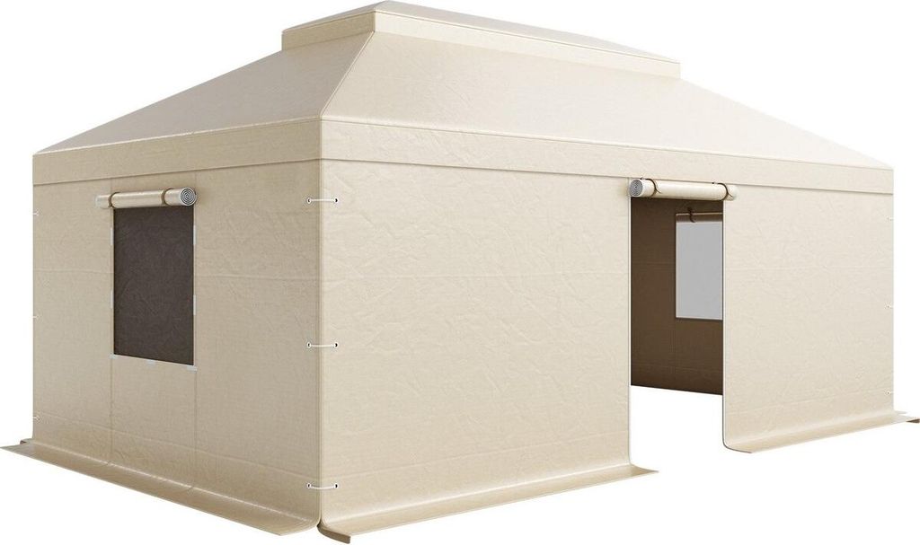 Winter Gazebo Cover Fits 3.66 x 6.10m Hardtop Gazebos, All-Weather Double-Tiered Gazebo Cover with Sidewalls & Mesh Windows, High-Density PE Enclos...