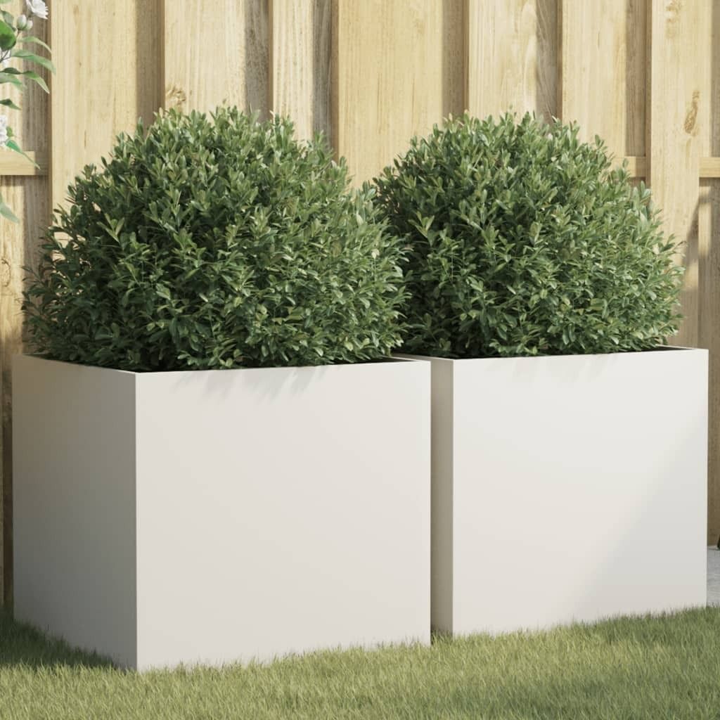 Maison Exclusive - Pflanzkübel 2 Stk. Weiß 49x47x46 cm Stahl