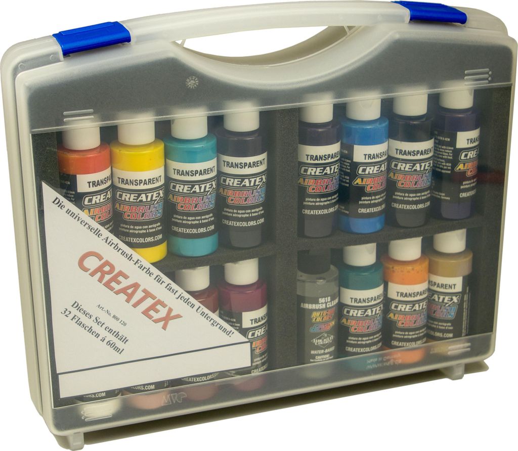 Createx Airbrushfarben Sortimentskoffer transparente Produktbild 
