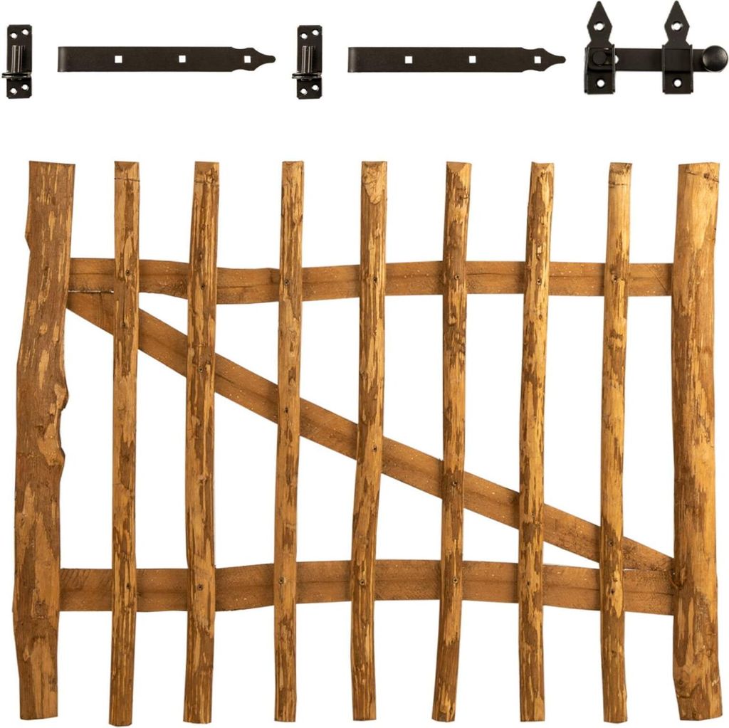 Gartentor Holz imprägniert B 100 x H 50 cm, 7-9 cm Lattenabstand verschiedene Größen Staketenzaun Tor Haselnuss Staketentor Holztor Kastanienzaun
