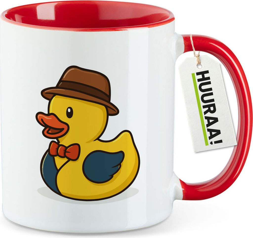 Huuraa Kaffeetasse Quietscheente Verkauf Comic Gummiente 330ml Rot Keramik Kaffeebecher Geschenkidee