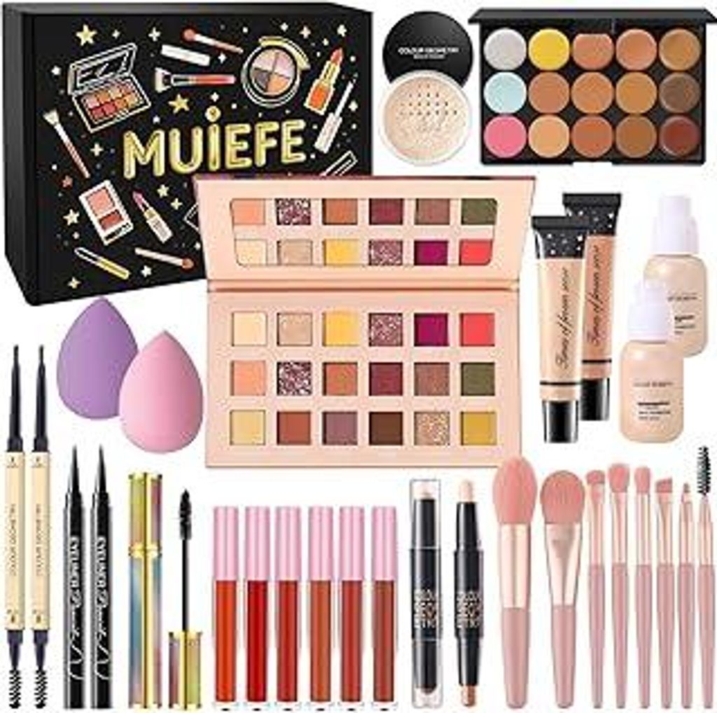 Muiefe Schminkset Frauen, All in One Make Up Set, Kosmetik Geschenkset mit Lidschatten Palette, Foundation, Lip Gloss, Eyeliner, Mascara for Damen ...