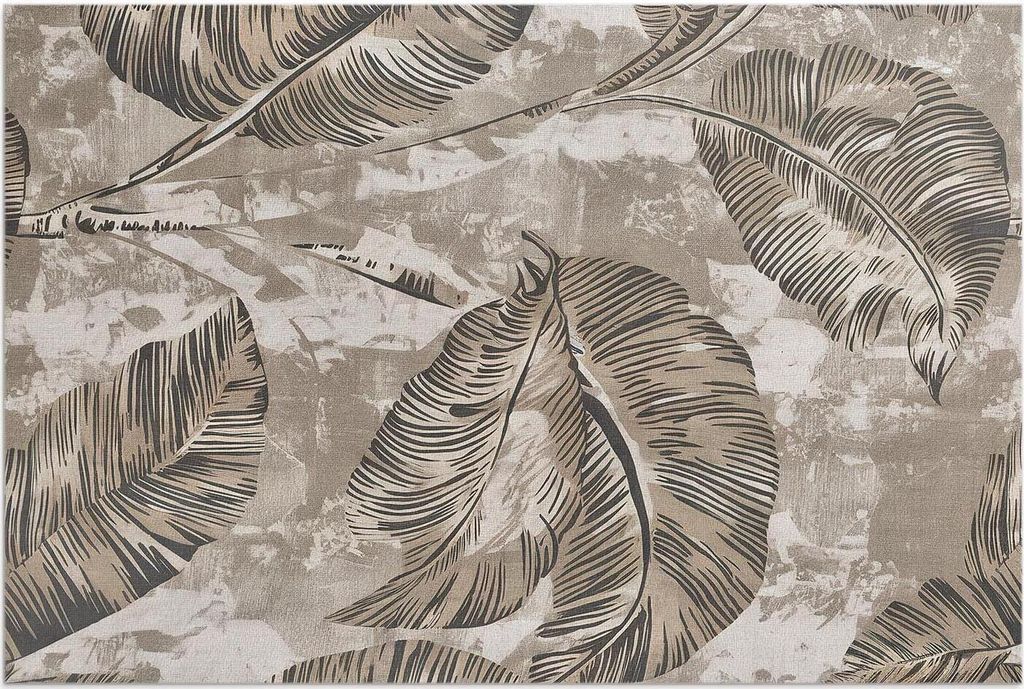 Pflanzenblätter und rohe Betontextur – Vinylteppich – 80x120 cm – Outdoor Teppich – Terrasse – Wetterfest – Modern