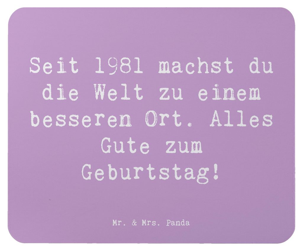 Mr. & Mrs. Panda Mauspad Spruch 1981 Geburtstag - Lavendeltraum - Geschenk, Alter, Happy Birthday, Geburtstagsgeschenk personalisiert, Mouse Pad, m...