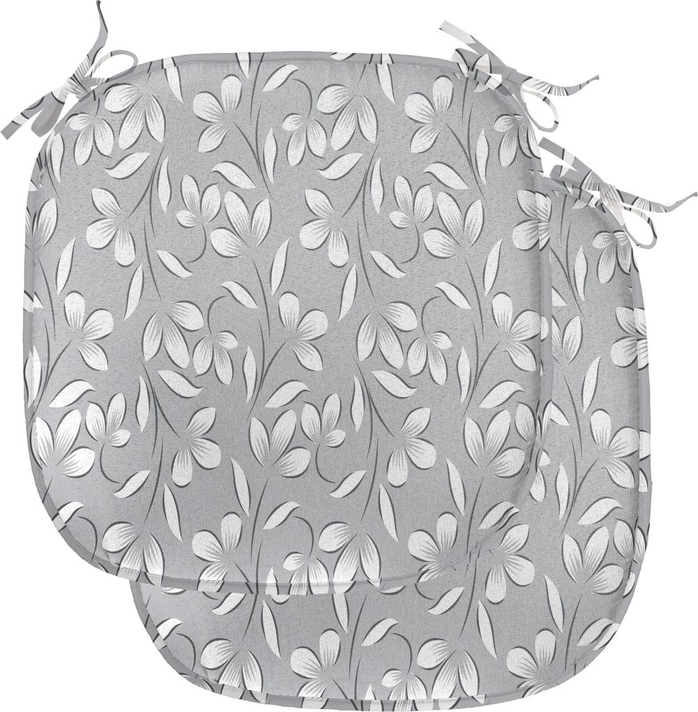 ABAKUHAUS Grau Polster für Esszimmerstühle, Paisley Antike Vintage, Dekoratives wasserfestes Kissen mit Riemen für Küchensitze, 40 cm x 40 cm-2...