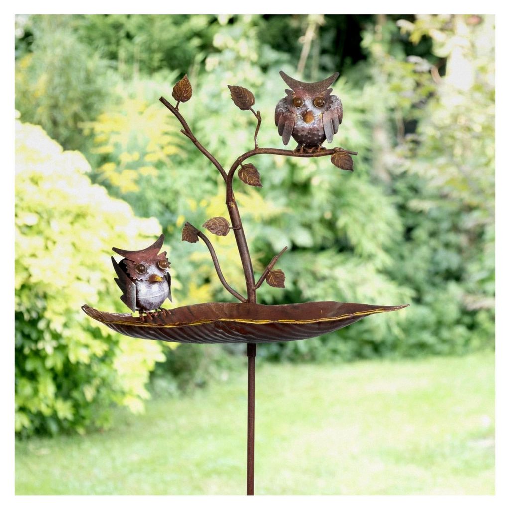 Vogeltränke Eulen 24 x 41 x 129 cm Gartenstecker Gartendeko Gartenfigur Tierfigur Deko
