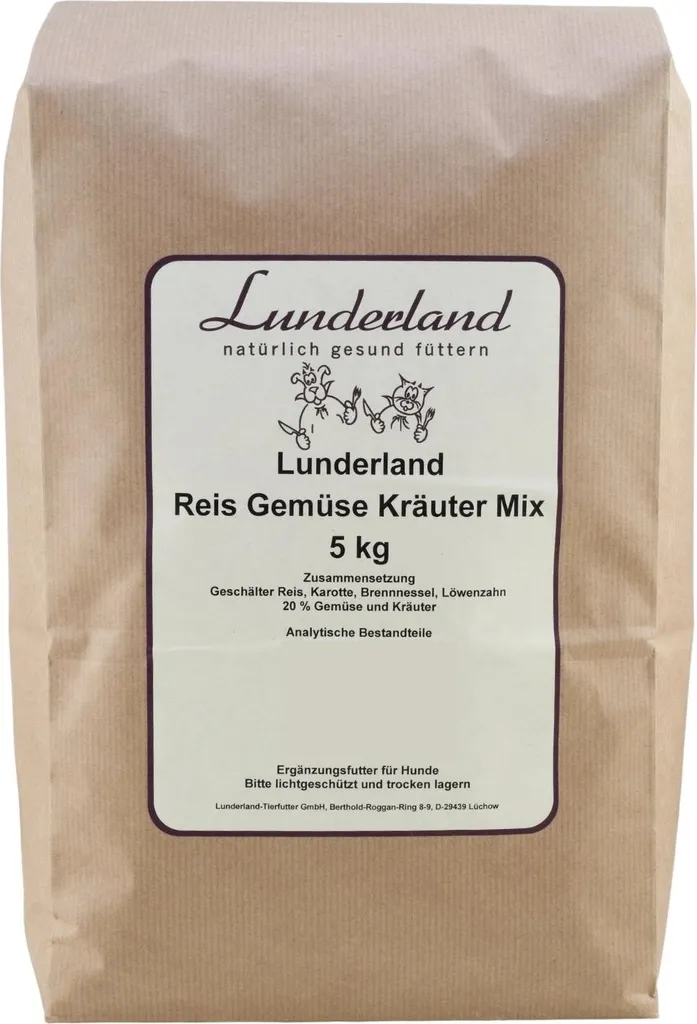 Flocons Riz et Légumes Lunderland 5kg - Mix Naturel sans Additif Chien