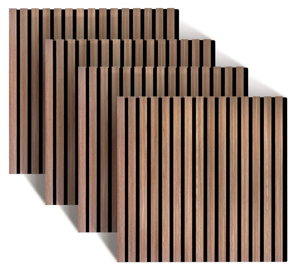 Acoustic Wall Panels, 60x60cm, Set of 4, Wood Veneer
