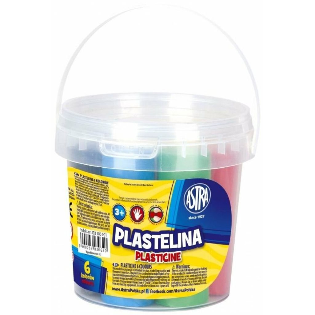 ASTRA Knetmasse im Eimer 6 Farben 480g, 303106001