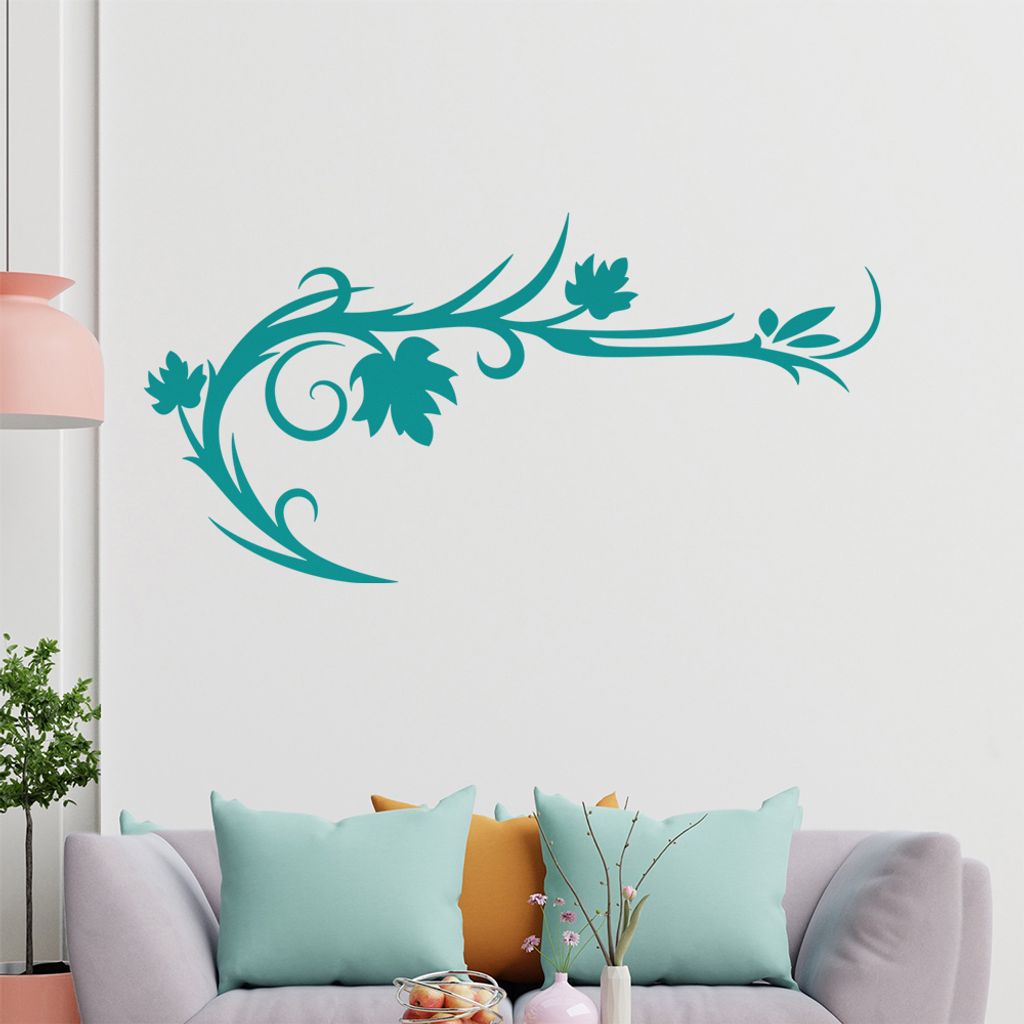 Blätter - Linien Wandtattoo in 6 Größen - Wandaufkleber Wall Sticker - Dekoration, Küche, Wohnzimmer, Schlafzimmer, Badezimmer