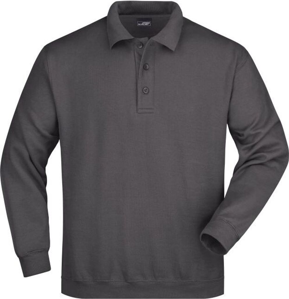 Klassisches Komfort Polo-Sweatshirt carbon, Gr. S Produktbild 
